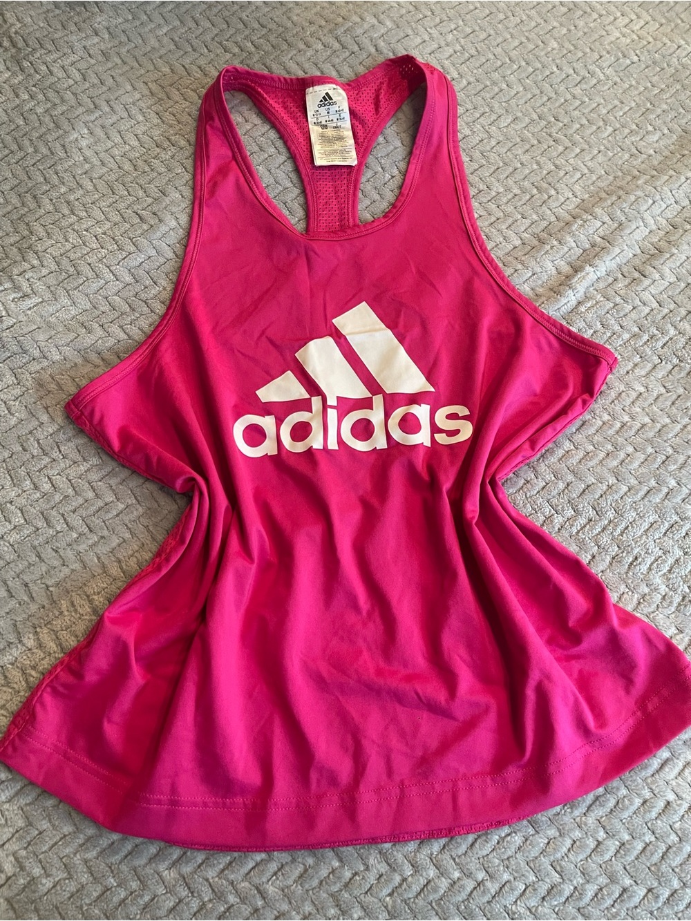 adidas Women’s Bright Pink Racerback Tank with White Logo